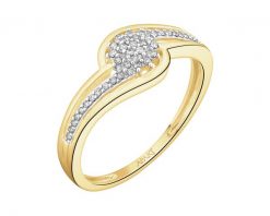 Pierścionek z żółtego złota z diamentami - 0,10 ct - próba 585. Żółte pierścionki Apart, z diamentem, złote. Za 2,490.00 zł.