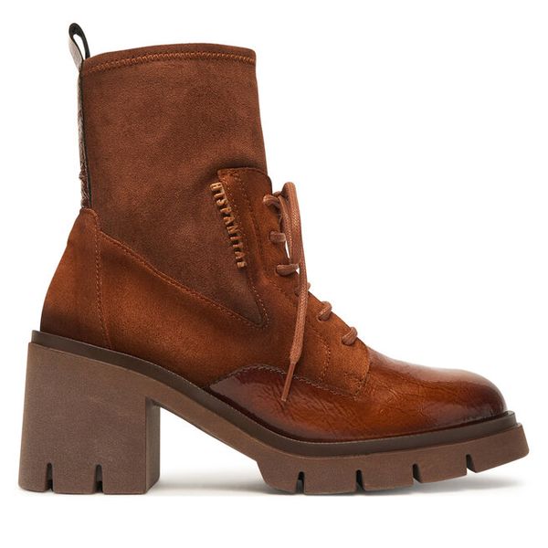 Trzewiki Hispanitas. Brązowe botki Hispanitas, bez wzorów, bez obcasa, na słupku, bez zapięcia. Za 749.99 zł.