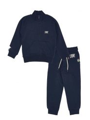 Bluza z pełny zamek błyskawiczny na co dzień. Niebieskie bluzy LEONE 1947 APPAREL, bez wzorów, z dresówki, bez kaptura. Za 105.21 zł.