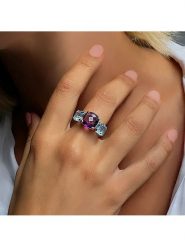 Les Petites Précieuses Srebrny pierścionek z topazem i ametystem rozmiar: 54. Niebieskie pierścionki Les Petites Précieuses, z ametystem, srebrne. Za 238.29 zł.