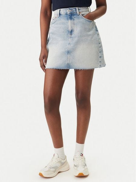 Tommy Jeans Spódnica jeansowa DW0DW22716 Błękitny Mom Fit. Niebieskie spódnice Tommy Jeans, xl, bez wzorów, z bawełny. Za 185.99 zł.