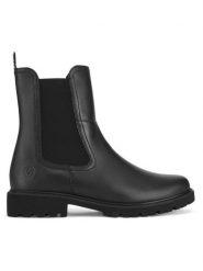 Remonte Botki D8694-00 Czarny. Czarne botki Remonte, bez wzorów, ze skóry, bez obcasa, na płaskiej podeszwie, bez zapięcia. Za 359.00 zł.