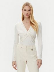 BOSS Bluzka Eulori 50534546 Kremowy Slim Fit. Białe bluzki Boss, l, bez wzorów, z wiskozy, bez kołnierzyka, bez ramiączek. Za 389.99 zł.