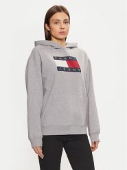 Tommy Jeans Bluza DW0DW19407 Szary Relaxed Fit. Szare bluzy Tommy Jeans, s, bez wzorów, z bawełny, bez kaptura. Za 269.99 zł.