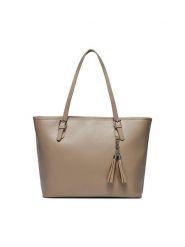 Creole Torebka K11381 Beżowy. Brązowe shopper Creole, bez wzorów, ze skóry, bez dodatków. Za 389.99 zł.