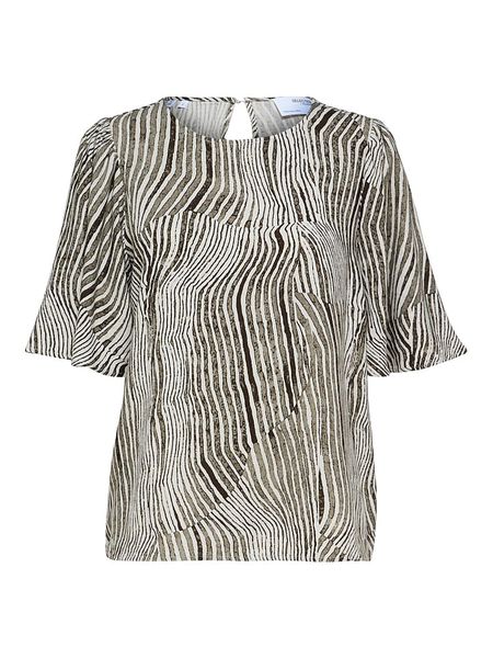 SELECTED FEMME Bluzka w kolorze szarobrązowym rozmiar: 38. Brązowe bluzki Selected Femme, bez wzorów, bez kołnierzyka, bez ramiączek. Za 83.42 zł.