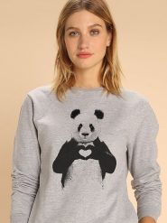 WOOOP Bluza "Love Panda" w kolorze szarym rozmiar: S. Szare bluzy Wooop, s, bez wzorów, bez kaptura. Za 108.99 zł.