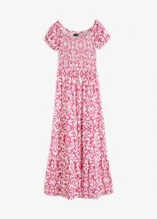 Sukienka maxi z mieszanki wiskozy. Czerwone sukienki bonprix, bez wzorów, z wiskozy, bez kołnierzyka, bez ramiączek, maxi. Za 139.99 zł.