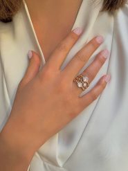 Les Petites Précieuses Pozłacany pierścionek z kwarcem rozmiar: 50. Różowe pierścionki Les Petites Précieuses, z kwarcem, pozłacane. Za 284.15 zł.