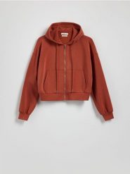 Rozpinana bluza z modalem - miedziany. Brązowe bluzy Reserved, l, bez wzorów, z dzianiny, bez kaptura. W wyprzedaży za 99.99 zł.