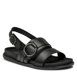 Sandały Lasocki. Czarne sandały Lasocki, bez wzorów, bez obcasa, na płaskiej podeszwie, bez zapięcia. Za 179.99 zł.