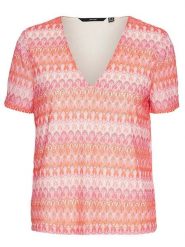 Vero Moda Koszulka w kolorze czerwono-jasnoróżowym rozmiar: XS. Czerwone bluzki Vero Moda, xs, bez wzorów, bez kołnierzyka, bez ramiączek. Za 39.49 zł.