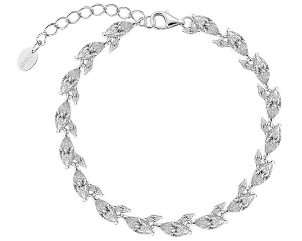 Bransoletka srebrna z cyrkoniami - liście. Szare bransoletki Apart, z cyrkonią, srebrne. Za 449.00 zł.