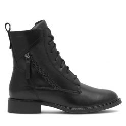 Trzewiki Lasocki. Czarne botki Lasocki, bez wzorów, bez obcasa, na płaskiej podeszwie, bez zapięcia. Za 207.99 zł.