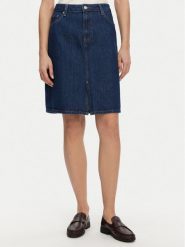 Tommy Hilfiger Spódnica jeansowa WW0WW44390 Granatowy Regular Fit. Niebieskie spódnice TOMMY HILFIGER, bez wzorów, z bawełny. Za 219.99 zł.