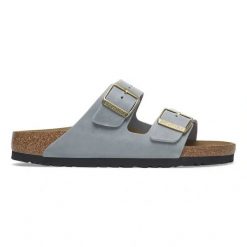 BIRKENSTOCK Arizona LEOI Basalt Gray Klapki damskie. Szare klapki Birkenstock, bez wzorów, z nubiku, z otwartym noskiem, bez obcasa. Za 449.99 zł.