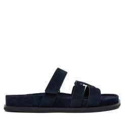 Klapki Tory Burch. Niebieskie klapki Tory Burch, bez wzorów, bez obcasa. Za 1,609.00 zł.