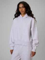 4F Bluza dresowa regular z kapturem damska - szara S. Szare bluzy 4f, s, bez wzorów, z dresówki, z kapturem. Za 159.99 zł.