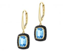 Kolczyki z żółtego złota z czarnymi brylantami i topazami - próba 585. Czarne kolczyki Apart, z brylantem, złote. Za 4,890.00 zł.