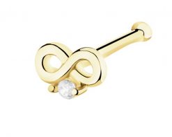 Pojedynczy złoty kolczyk z cyrkonią do nosa - nieskończoność. Żółte kolczyki Apart, z cyrkonią, złote. Za 269.00 zł.