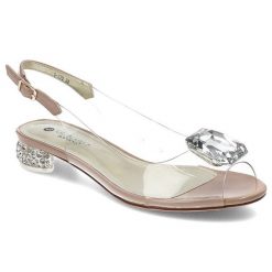 Różowe Sandały Sca'Viola Damskie Eleganckie Obuwie. Czerwone sandały Sca'viola, z aplikacjami, eleganckie, bez obcasa, na obcasie, bez zapięcia. Za 349.00 zł.