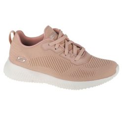 Buty do chodzenia damskie Skechers Bobs Squadtough Talk. Białe obuwie sportowe Skechers, z materiału, bez zapięcia, trekkingowe. Za 249.99 zł.