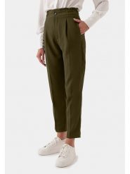 Just like you Spodnie w kolorze khaki rozmiar: 36. Brązowe spodnie materiałowe Just like you, bez wzorów, z materiału, z podwyższonym stanem. Za 158.84 zł.