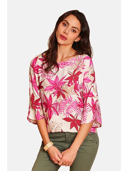 Le Jardin du Lin Lniana bluzka w kolorze różowo-kremowym rozmiar: 34. Różowe bluzki Le jardin du lin, bez wzorów, ze lnu, klasyczne, bez kołnierzyka, bez ramiączek. Za 110.04 zł.