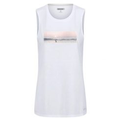 Damski tank top Regatta Freedale III. Białe topy Regatta, bez wzorów, bez kołnierzyka, bez ramiączek. Za 92.50 zł.