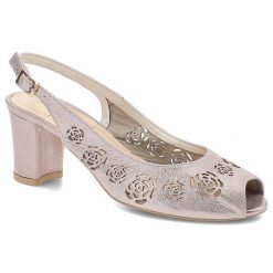 Sandały damskie Exquisite, eleganckie na obcasie, różowe, 1050. Czerwone sandały EXQUISITE, w ażurowe wzory, ze skóry, eleganckie, bez obcasa, na obcasie, bez zapięcia. Za 169.00 zł.