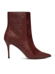 Eva Minge Botki EO-DELLA-GLC9036-5.5-888 Bordowy. Czerwone botki Eva Minge, bez wzorów, ze skóry, bez obcasa, na szpilce, bez zapięcia. Za 599.99 zł.