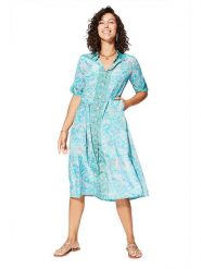 Aller Simplement Sukienka w kolorze turkusowym rozmiar: 34/36. Niebieskie sukienki Aller Simplement, na co dzień, bez wzorów, z tkaniny, klasyczne, bez kołnierzyka, bez ramiączek, midi, proste. Za 78.99 zł.