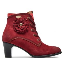 Botki Laura Vita. Czerwone botki Laura Vita, bez wzorów, bez obcasa, na słupku, bez zapięcia. Za 559.99 zł.