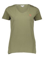 U.S. Polo Assn. Koszulka w kolorze khaki rozmiar: L. Brązowe koszulki polo U.S. Polo Assn., l, bez wzorów, z bawełny, bez kołnierzyka, bez ramiączek. Za 65.85 zł.