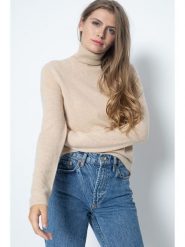 Perfect Cashmere Kaszmirowy golf "Ashley" w kolorze beżowym rozmiar: XL. Brązowe golfy Perfect Cashmere, xl, bez wzorów, z kaszmiru, bez ramiączek. Za 308.18 zł.