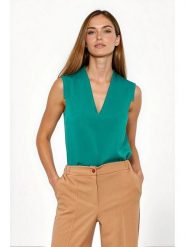 Nife Top w kolorze zielonym rozmiar: 36. Zielone topy Nife, bez wzorów, z wiskozy, bez kołnierzyka, bez ramiączek. Za 110.55 zł.