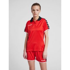 Damska koszulka polo Hummel hmlAUTHENTIC Functional. Czerwone koszulki polo Hummel, l, bez wzorów, bez kołnierzyka, bez ramiączek. Za 188.00 zł.