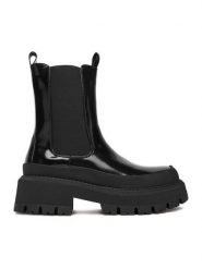 DeeZee Botki 58089-2 Czarny. Czarne botki DeeZee, bez wzorów, z materiału, bez obcasa, na płaskiej podeszwie, bez zapięcia. Za 189.99 zł.