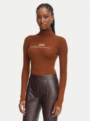 Elisabetta Franchi Golf MK-18B-66E2-V320pr Brązowy Slim Fit. Brązowe golfy Elisabetta Franchi, bez wzorów, z wełny, bez ramiączek. Za 1,369.00 zł.