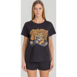 CZARNY T-SHIRT TWINSET. Czarne t-shirty Twinset, l, bez wzorów, z bawełny, bez kołnierzyka, bez ramiączek. Za 204.50 zł.