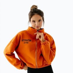 Bluza polarowa damska JoyInMe Zip Flow Sweatshirt. Brązowe bluzy Joy in me, bez wzorów, z bawełny, bez kaptura. Za 439.99 zł.