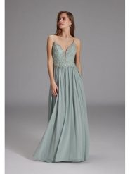 SWING Sukienka w kolorze jasnozielonym rozmiar: 40. Zielone sukienki Swing, bez wzorów, bez kołnierzyka, bez ramiączek, maxi. Za 347.99 zł.