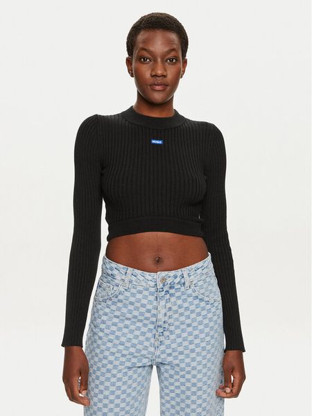 Hugo Sweter Scoovy_B 50518280 Czarny Slim Fit. Czarne swetry Hugo, l, bez wzorów, z syntetyku, bez ramiączek. Za 379.99 zł.