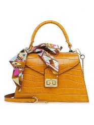 ORE10 Skórzana torebka "Sonos" w kolorze pomarańczowym - 28 x 21 x 10 cm rozmiar: onesize. Pomarańczowe torby na ramię ORE10, bez wzorów, z materiału, przez ramię, bez dodatków. Za 304.99 zł.