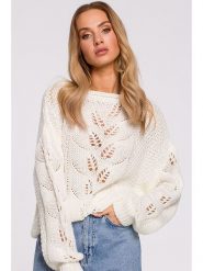 Made of emotion Sweter w kolorze kremowym rozmiar: L/XL. Brązowe swetry Made Of Emotion, l, bez wzorów, bez ramiączek. Za 97.28 zł.
