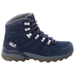 Buty trekkingowe damskie Jack Wolfskin Refugio Texapore Mid. Niebieskie trekkingi Jack Wolfskin, z materiału, za kostkę, trekkingowe. Za 419.99 zł.