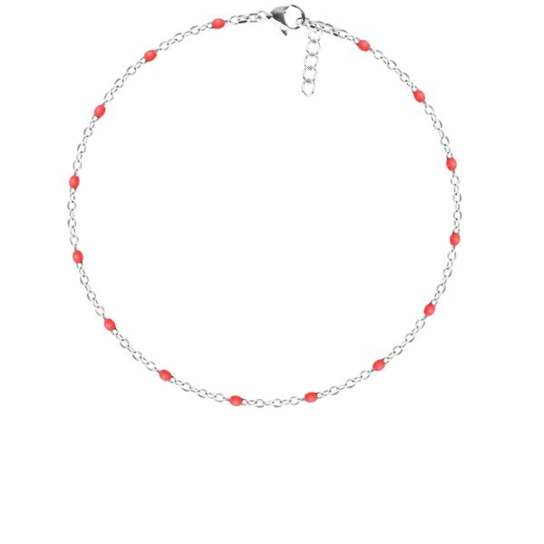 Bransoletka 16+5 cm, czerwona emalia, posrebrzana. Szare bransoletki Lilou, posrebrzane. Za 99.00 zł.