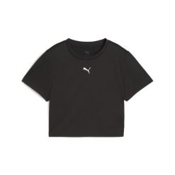 Damska krótka koszulka TAD ESSENTIALS PUMA Black. Czarne koszulki sportowe Puma, bez wzorów, bez ramiączek. W wyprzedaży za 94.00 zł.