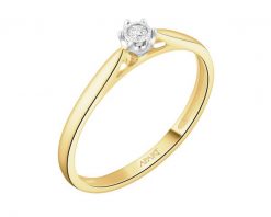 Pierścionek z żółtego i białego złota z brylantem - 0,03 ct - próba 375. Białe pierścionki Apart, z brylantem, złote. Za 1,169.00 zł.