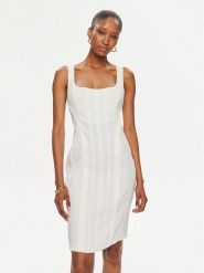 Pinko Sukienka codzienna 102866 A0IM Écru Slim Fit. Sukienki Pinko, na co dzień, bez wzorów, z wiskozy, bez kołnierzyka, bez ramiączek, proste. Za 789.99 zł.